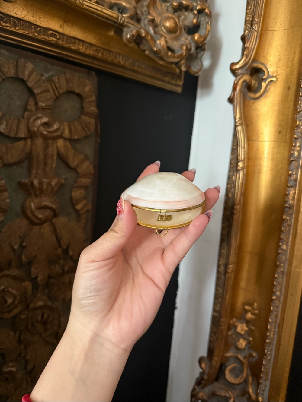 Mini Shell Trinket Box with Gold Trim